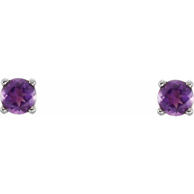 Earrings TreasureFineJewelers 14K White Gold Natural Amethyst Youth Earrings