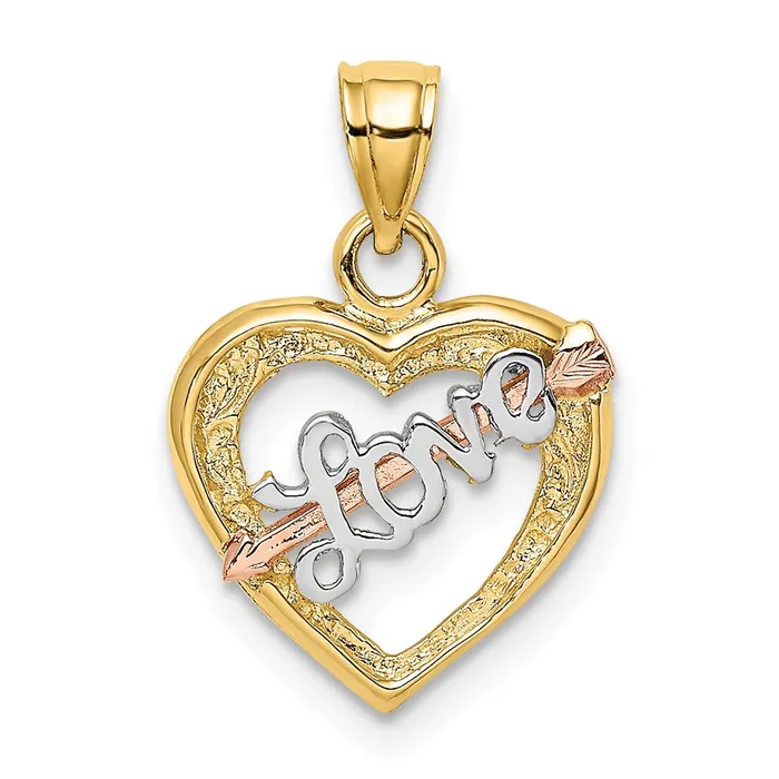 Earrings TreasureFineJewelers 14k Yellow and Rose Gold w White Rhodium LOVE Heart w Arrow Charm Earrings TreasureFineJewelers 14k Yellow and Rose Gold w White Rhodium LOVE Heart w Arrow Charm