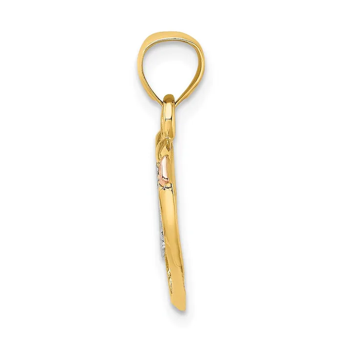 Earrings TreasureFineJewelers 14k Yellow and Rose Gold w White Rhodium LOVE Heart w Arrow Charm