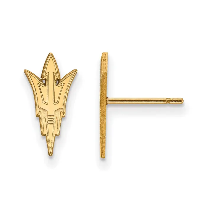 Earrings TreasureFineJewelers Sterling Silver Goldplated Arizona State University Pitchfork Small Post Earrings Earrings TreasureFineJewelers Sterling Silver Goldplated Arizona State University Pitchfork Small Post Earrings
