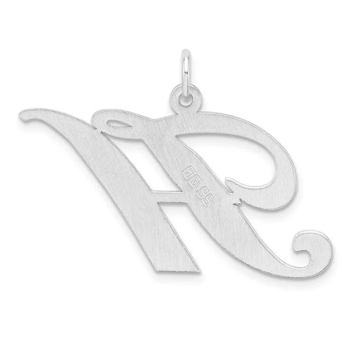 Large Sterling Silver Rhodiumplated Fancy Script Letter H Initial Charm TreasureFineJewelers Necklaces