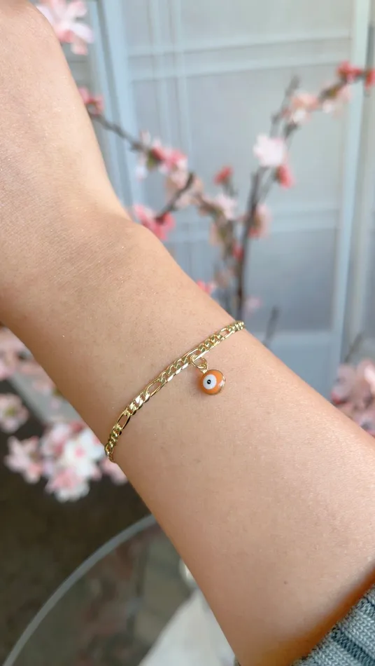 MP Jewelry Bracelets Orange Figaro Evil Eye Bracelet