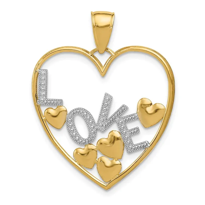 Necklaces 14K wRhodium LOVE and Floating Hearts Pendant TreasureFineJewelers Necklaces 14K wRhodium LOVE and Floating Hearts Pendant TreasureFineJewelers