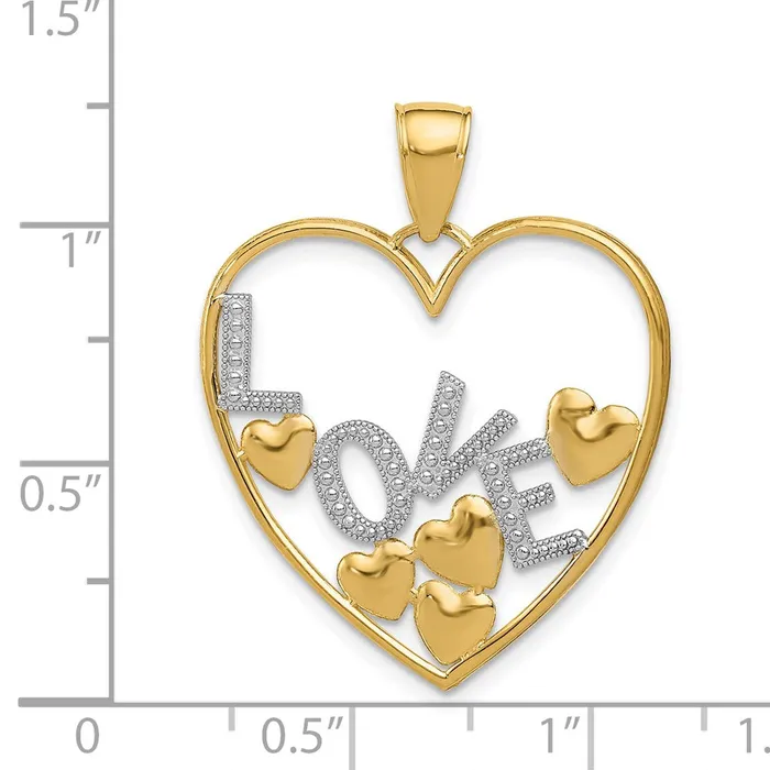 Necklaces 14K wRhodium LOVE and Floating Hearts Pendant TreasureFineJewelers