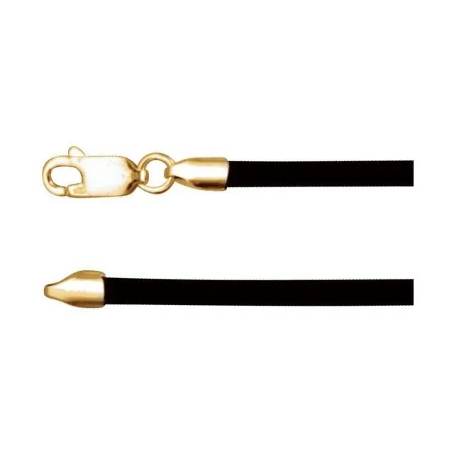 Necklaces 14K Yellow Gold 3 mm Black Rubber 18 Cord Necklace TreasureFineJewelers Necklaces 14K Yellow Gold 3 mm Black Rubber 18 Cord Necklace TreasureFineJewelers