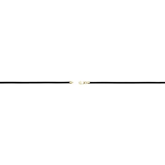 Necklaces 14K Yellow Gold 3 mm Black Rubber 18 Cord Necklace TreasureFineJewelers