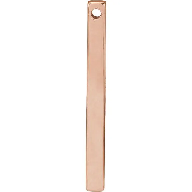 Necklaces TreasureFineJewelers 14K Rose Gold 25x26 mm Engravable FourSided Vertical Bar Pendant