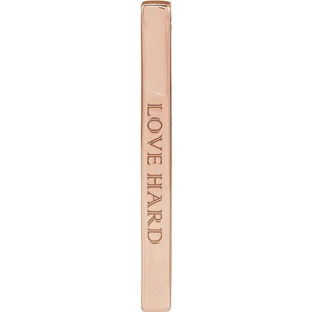 Necklaces TreasureFineJewelers 14K Rose Gold 25x26 mm Engravable FourSided Vertical Bar Pendant
