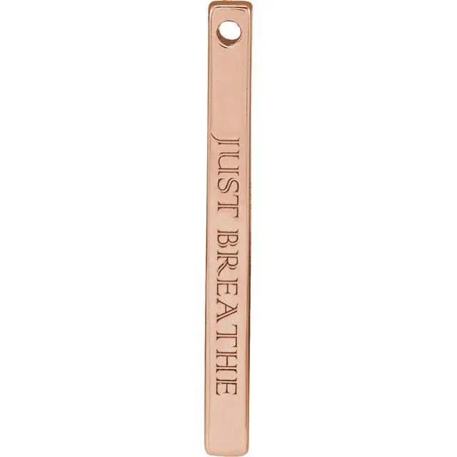 Necklaces TreasureFineJewelers 14K Rose Gold 25x26 mm Engravable FourSided Vertical Bar Pendant