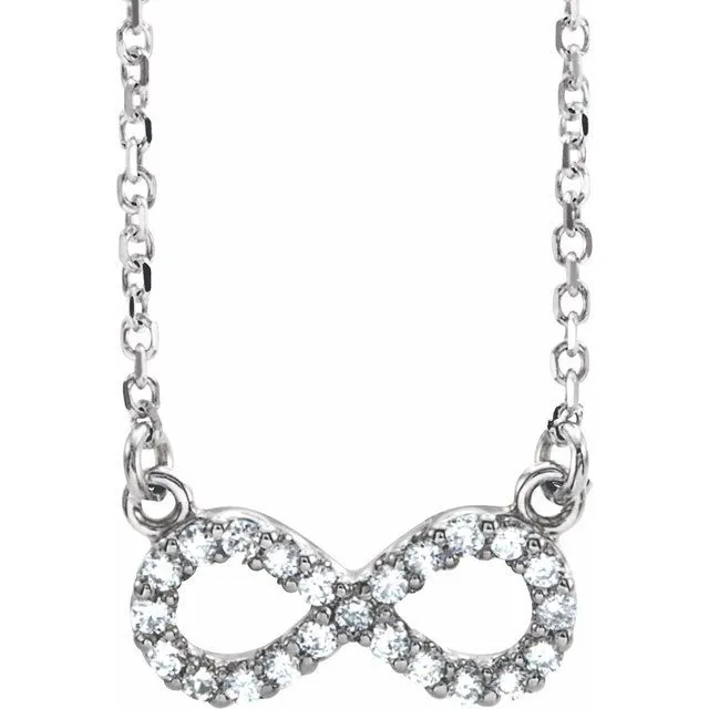 Necklaces TreasureFineJewelers 14K White Gold 110 CTW Natural Diamond Infinity 16 12 Necklace Necklaces TreasureFineJewelers 14K White Gold 110 CTW Natural Diamond Infinity 16 12 Necklace