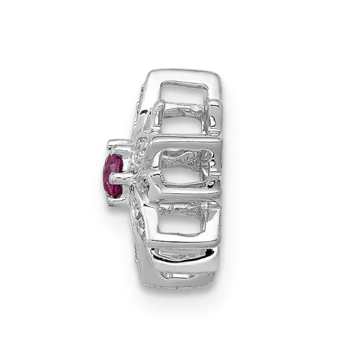 Necklaces TreasureFineJewelers 14k White Gold 120ct Diamond and Ruby Flower Chain Slide
