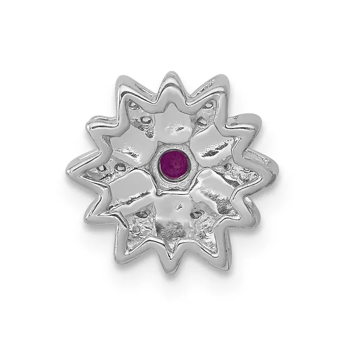 Necklaces TreasureFineJewelers 14k White Gold 120ct Diamond and Ruby Flower Chain Slide