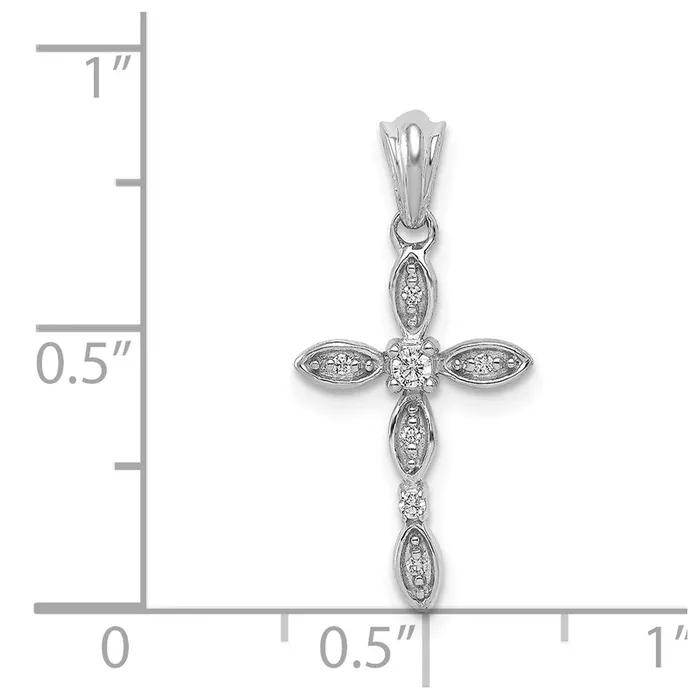 Necklaces TreasureFineJewelers 14k White Gold 120ct Diamond Cross Pendant