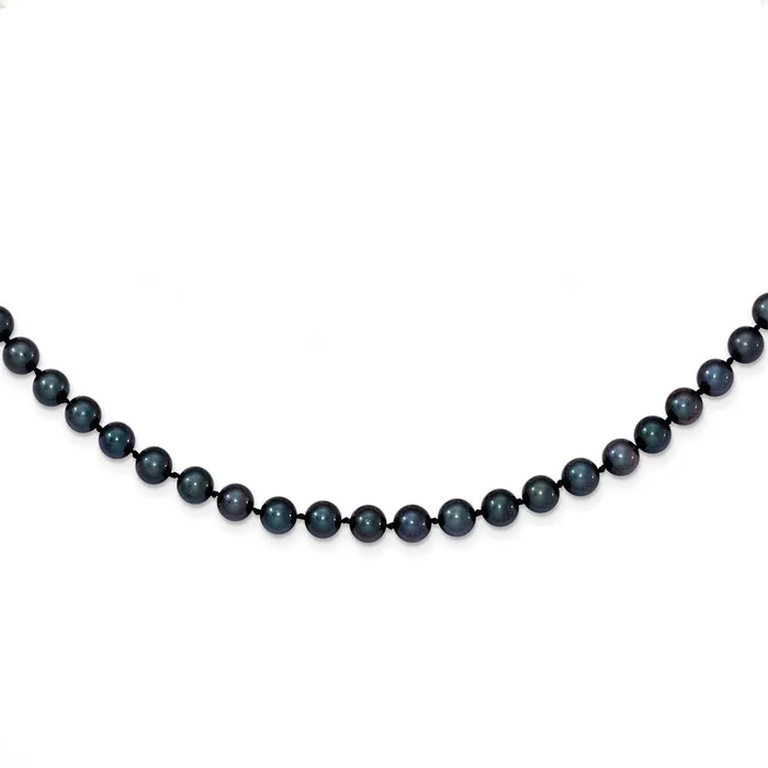 Necklaces TreasureFineJewelers 14k White Gold 56mm Round Black Saltwater Akoya Cultured Pearl Necklace Necklaces TreasureFineJewelers 14k White Gold 56mm Round Black Saltwater Akoya Cultured Pearl Necklace