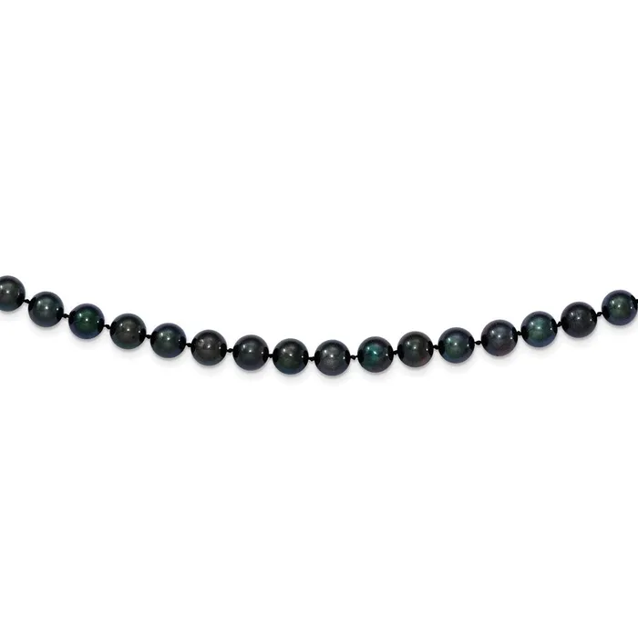 Necklaces TreasureFineJewelers 14k White Gold 78mm Round Black Saltwater Akoya Cultured Pearl Necklace Necklaces TreasureFineJewelers 14k White Gold 78mm Round Black Saltwater Akoya Cultured Pearl Necklace
