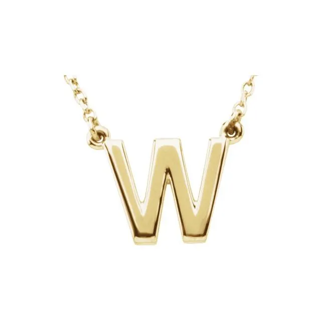 Necklaces TreasureFineJewelers 14K Yellow Gold Block Initial W 16 Necklace Necklaces TreasureFineJewelers 14K Yellow Gold Block Initial W 16 Necklace