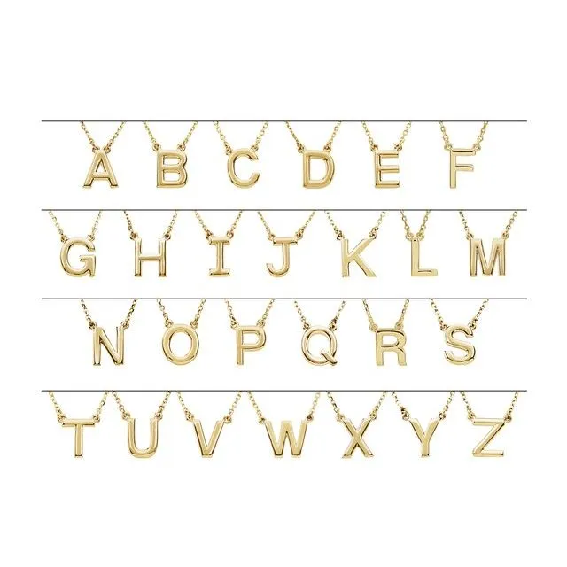 Necklaces TreasureFineJewelers 14K Yellow Gold Block Initial W 16 Necklace