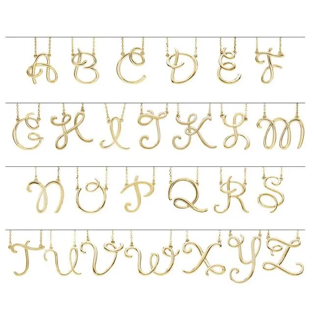 Necklaces TreasureFineJewelers 14K Yellow Gold Script Initial D Necklace Center