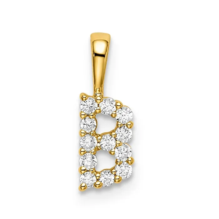 Necklaces TreasureFineJewelers 14KY Small Initial B Diamond Pendant