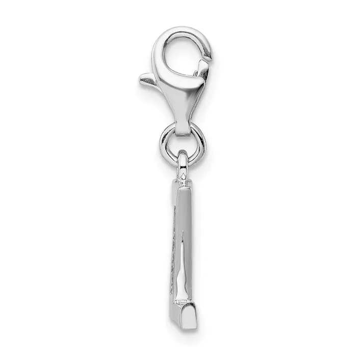 Necklaces TreasureFineJewelers Amore La Vita Sterling Silver Rhodiumplated Polished CZ Letter Z Initial Charm with Fancy Lobster Clasp