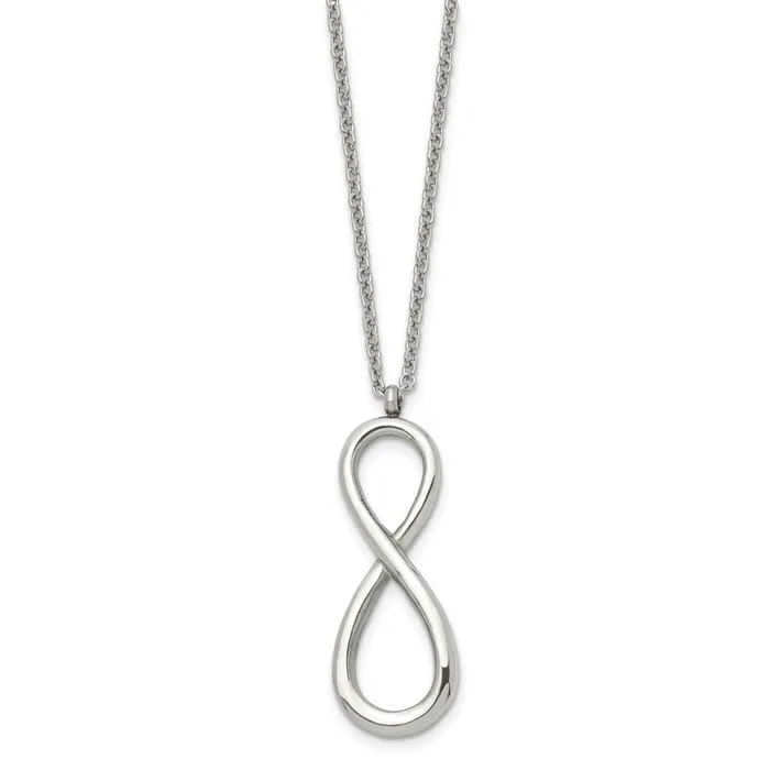 Necklaces TreasureFineJewelers Chisel Stainless Steel Polished Infinity Symbol on a 18 inch Cable Chain Necklace