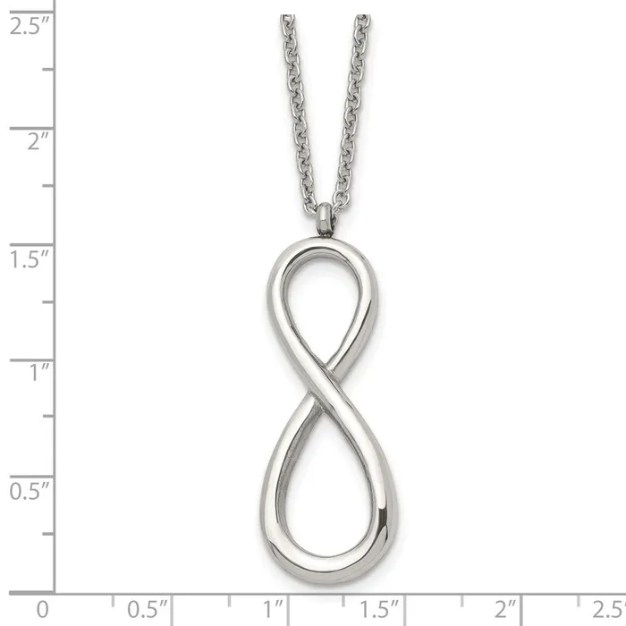 Necklaces TreasureFineJewelers Chisel Stainless Steel Polished Infinity Symbol on a 18 inch Cable Chain Necklace
