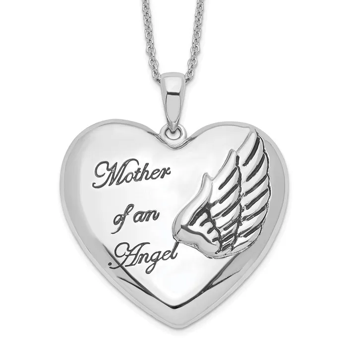 Necklaces TreasureFineJewelers Sentimental Expressions Sterling Silver Rhodiumplated and Antiqued Mother of an Angel 18inch Necklace Necklaces TreasureFineJewelers Sentimental Expressions Sterling Silver Rhodiumplated and Antiqued Mother of an Angel 18inch Necklace