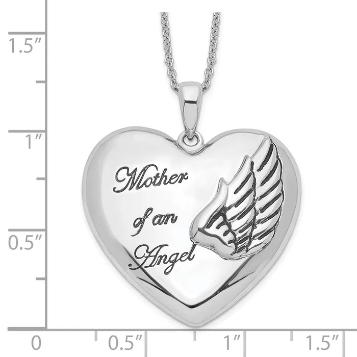 Necklaces TreasureFineJewelers Sentimental Expressions Sterling Silver Rhodiumplated and Antiqued Mother of an Angel 18inch Necklace