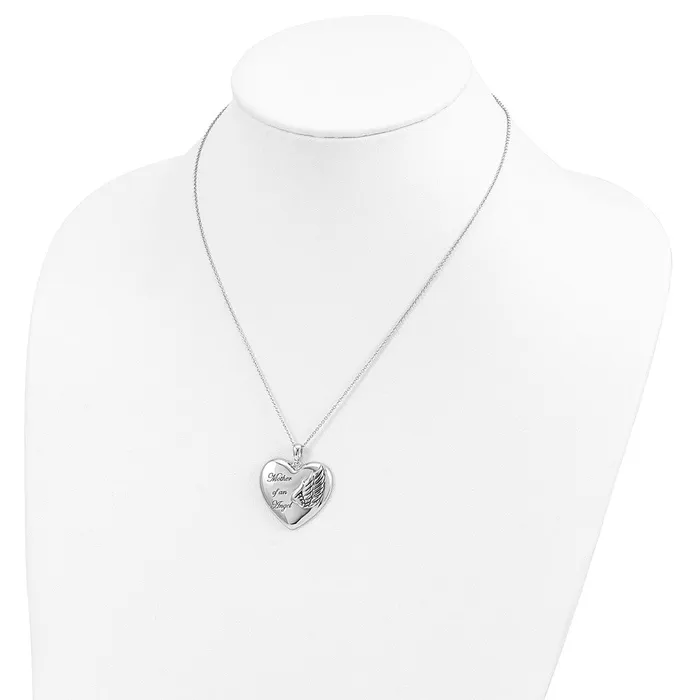 Necklaces TreasureFineJewelers Sentimental Expressions Sterling Silver Rhodiumplated and Antiqued Mother of an Angel 18inch Necklace