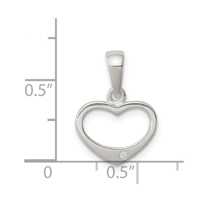 Necklaces TreasureFineJewelers Sterling Silver CZ Heart Pendant