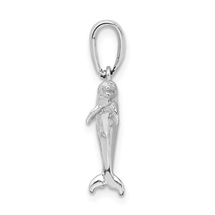 Necklaces TreasureFineJewelers Sterling Silver Polished 3D Jumping Dolphin Pendant