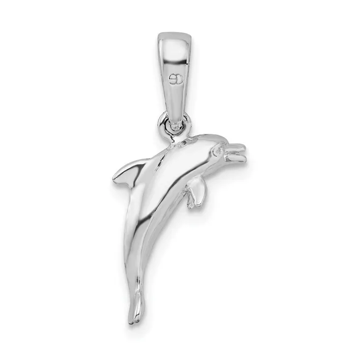 Necklaces TreasureFineJewelers Sterling Silver Polished 3D Jumping Dolphin Pendant