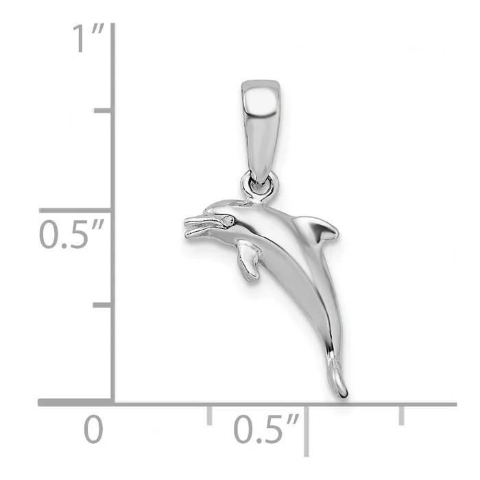 Necklaces TreasureFineJewelers Sterling Silver Polished 3D Jumping Dolphin Pendant