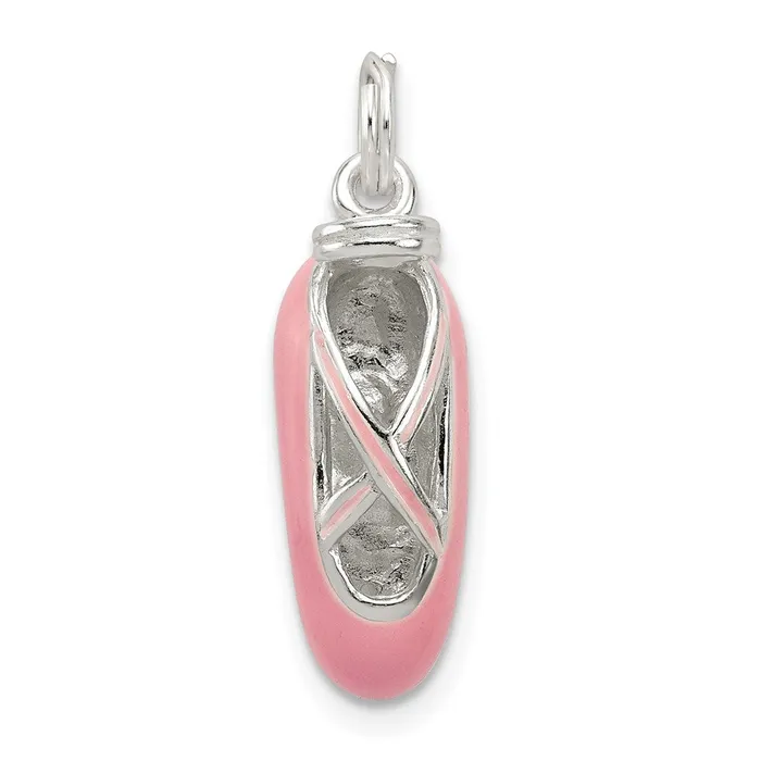 Necklaces TreasureFineJewelers Sterling Silver Polished Enamel Ballet Slipper Pendant Necklaces TreasureFineJewelers Sterling Silver Polished Enamel Ballet Slipper Pendant
