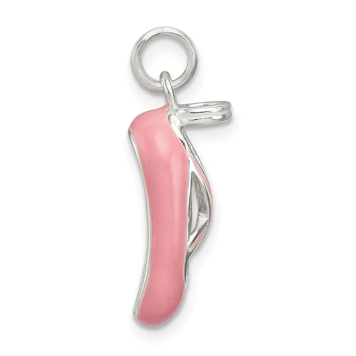 Necklaces TreasureFineJewelers Sterling Silver Polished Enamel Ballet Slipper Pendant