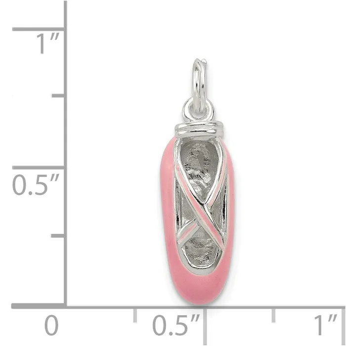 Necklaces TreasureFineJewelers Sterling Silver Polished Enamel Ballet Slipper Pendant