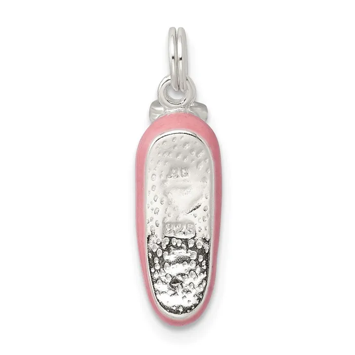 Necklaces TreasureFineJewelers Sterling Silver Polished Enamel Ballet Slipper Pendant