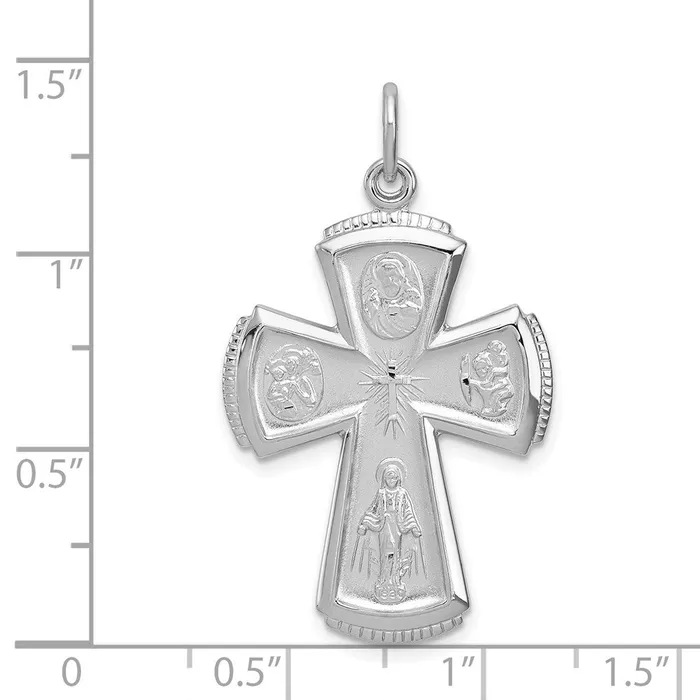 Necklaces TreasureFineJewelers Sterling Silver Rhodiumplated Satin Cross Pendant