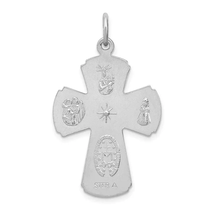 Necklaces TreasureFineJewelers Sterling Silver Rhodiumplated Satin Cross Pendant