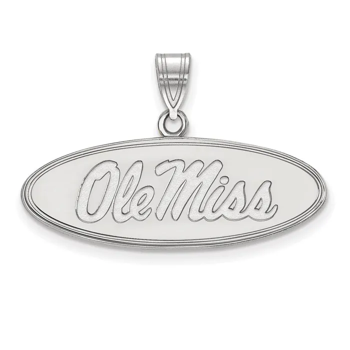 Necklaces TreasureFineJewelers Sterling Silver Rhodiumplated University of Mississippi Ole Miss Medium Oval Pendant Necklaces TreasureFineJewelers Sterling Silver Rhodiumplated University of Mississippi Ole Miss Medium Oval Pendant
