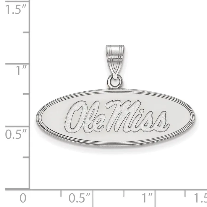 Necklaces TreasureFineJewelers Sterling Silver Rhodiumplated University of Mississippi Ole Miss Medium Oval Pendant