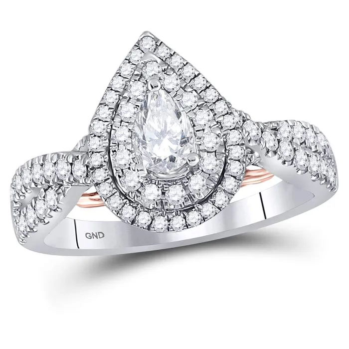 North Arrow Shop 14kt white gold womens pear diamond bridal wedding engagement ring band set 100 cttw118415 Rings North Arrow Shop 14kt white gold womens pear diamond bridal wedding engagement ring band set 100 cttw118415 Rings