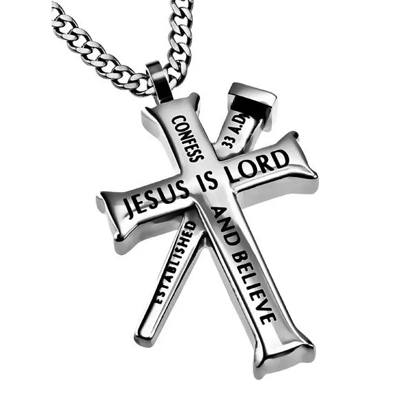 North Arrow Shop Necklaces ROMANS 109 Cross and Nail Necklace with Bible Verse Stainless Steel Curb Chain North Arrow Shop Necklaces ROMANS 109 Cross and Nail Necklace with Bible Verse Stainless Steel Curb Chain
