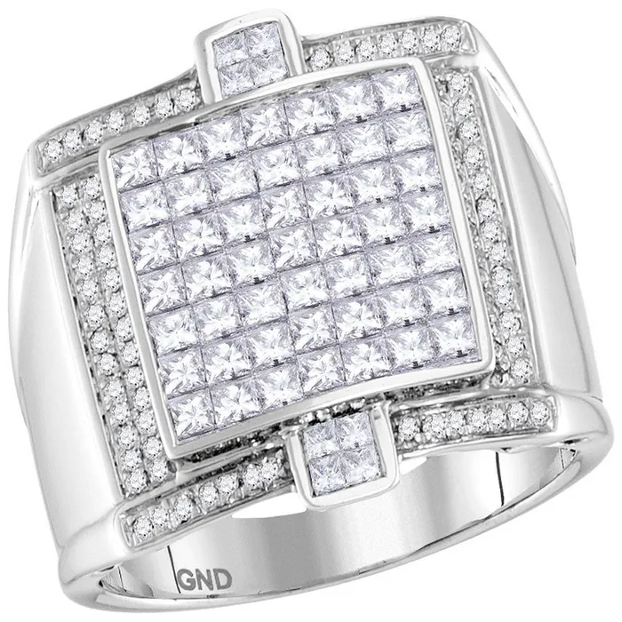 North Arrow Shop Rings 14kt white gold mens princess diamond square luxury cluster ring 2 112 cttw107505 North Arrow Shop Rings 14kt white gold mens princess diamond square luxury cluster ring 2 112 cttw107505