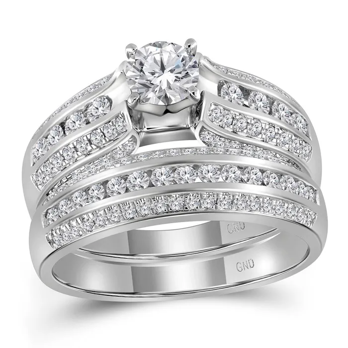 North Arrow Shop Rings 14kt white gold womens round diamond bridal wedding engagement ring band set 1 14 cttw69818 North Arrow Shop Rings 14kt white gold womens round diamond bridal wedding engagement ring band set 1 14 cttw69818
