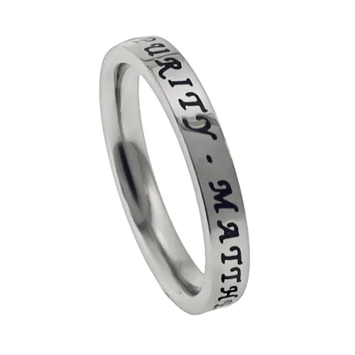 North Arrow Shop Rings Christian Purity Ring September Birthstone Sapphire CZ with Bible Verse Stainless Steel North Arrow Shop Rings Christian Purity Ring September Birthstone Sapphire CZ with Bible Verse Stainless Steel