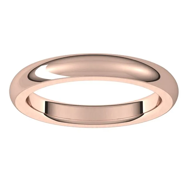 Rings 14K Rose Gold 3 mm Half Round Comfort Fit Heavy Wedding Band TreasureFineJewelers