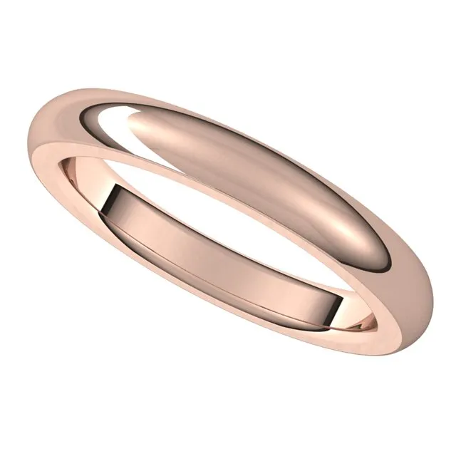 Rings 14K Rose Gold 3 mm Half Round Comfort Fit Heavy Wedding Band TreasureFineJewelers