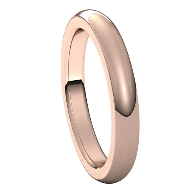 Rings 14K Rose Gold 3 mm Half Round Comfort Fit Heavy Wedding Band TreasureFineJewelers