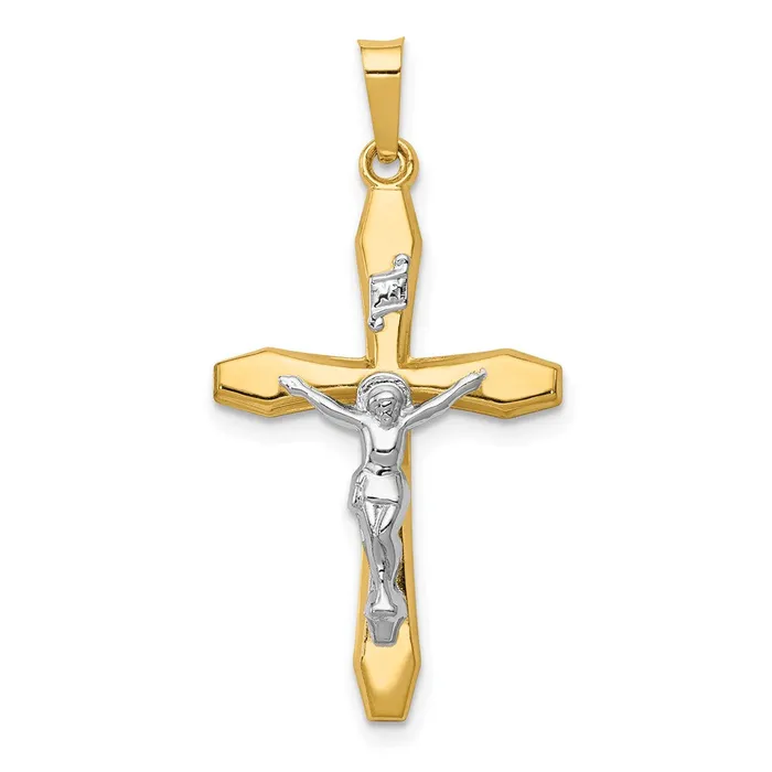 Rings 14k Twotone Polished INRI Crucifix Pendant TreasureFineJewelers